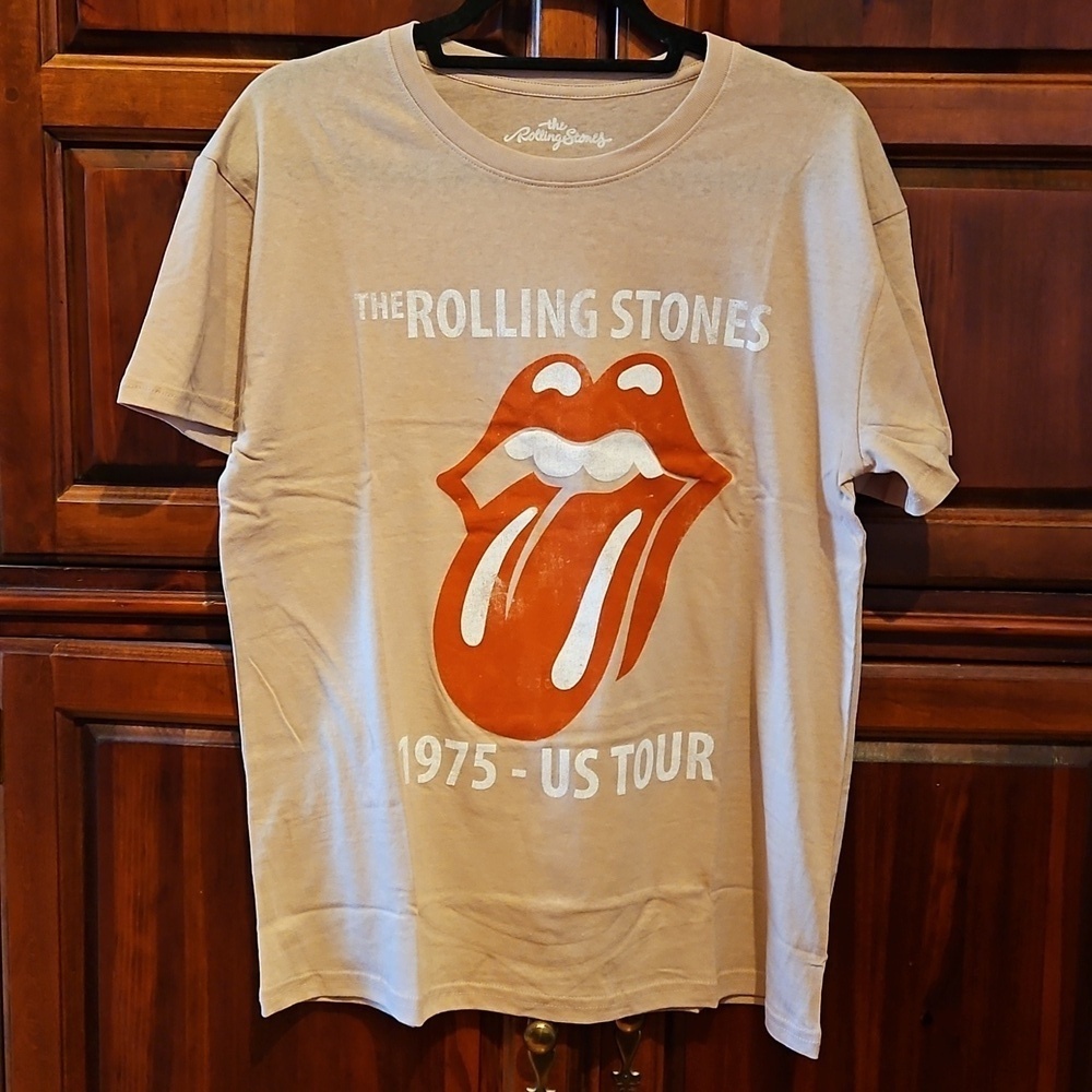 The Rolling Stones Short Sleeve Beige Retro Graphic T-Shirt, L, NWOT